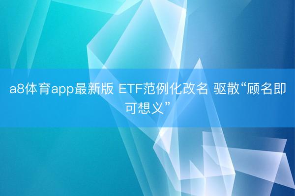 a8体育app最新版 ETF范例化改名 驱散“顾名即可想义”