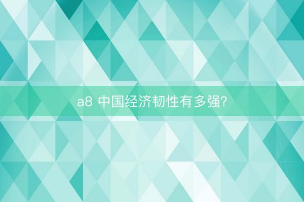 a8 中国经济韧性有多强?