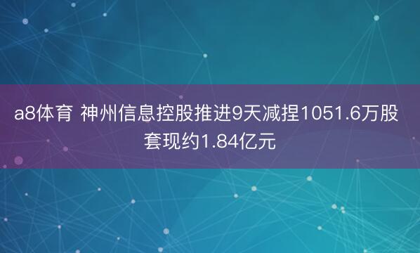 a8体育 神州信息控股推进9天减捏1051.6万股 套现约1.84亿元