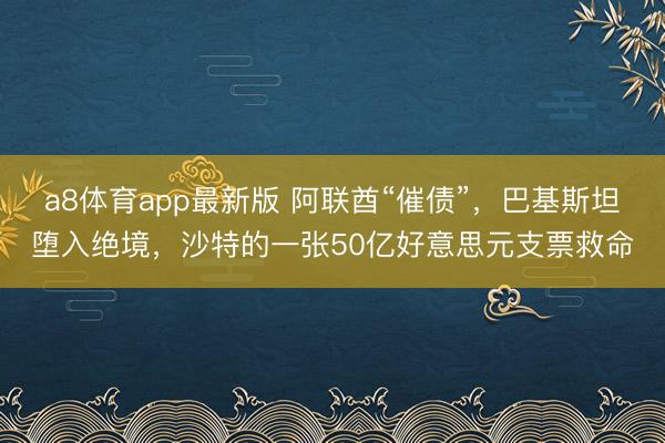 a8体育app最新版 阿联酋“催债”，巴基斯坦堕入绝境，沙特的一张50亿好意思元支票救命