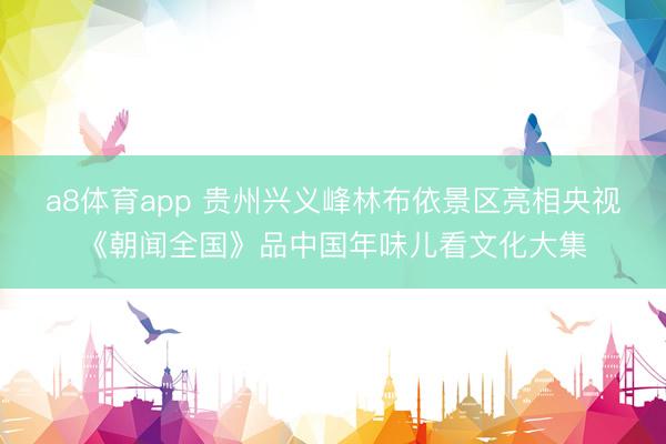 a8体育app 贵州兴义峰林布依景区亮相央视《朝闻全国》品中国年味儿看文化大集