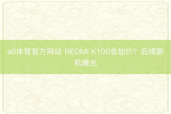 a8体育官方网站 REDMI K100会加价？后续新机曝光